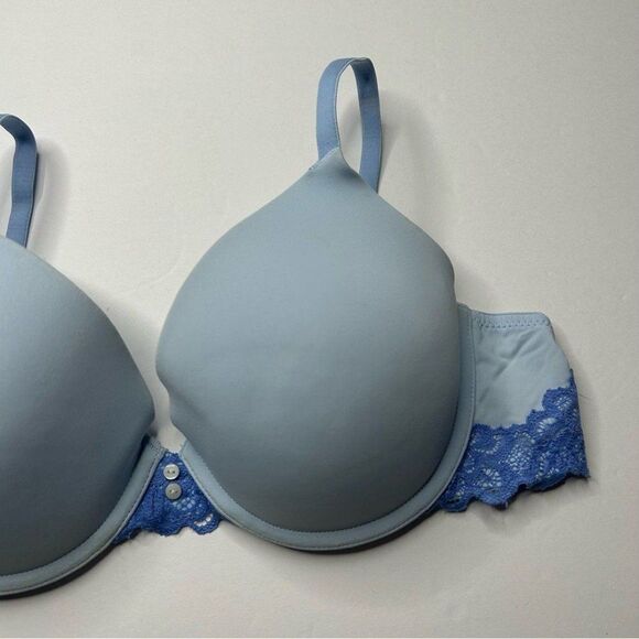 Aerie Soft Blue Molded Cup Bra 34C Lace Detail - Picture 2 of 6